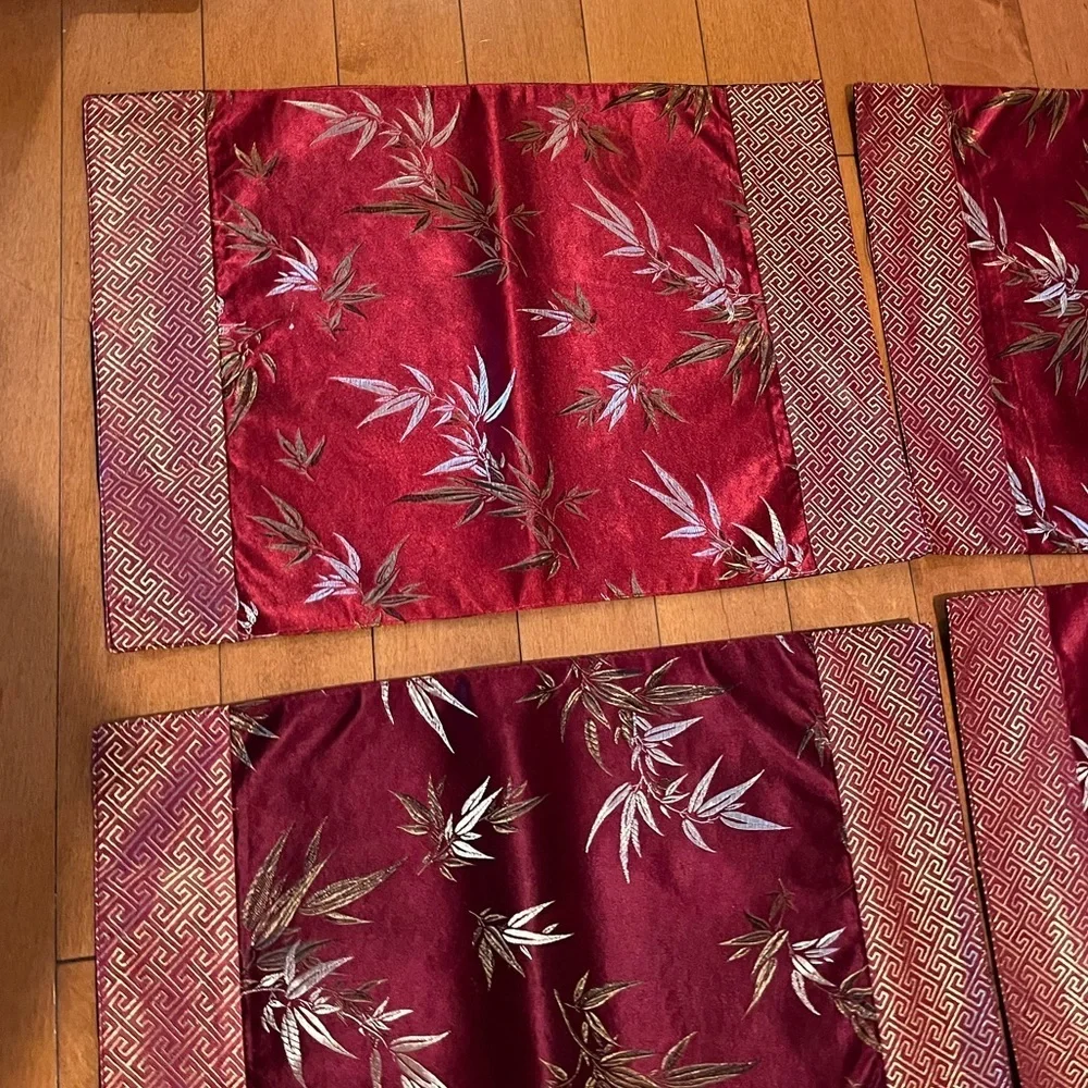 SET OF 6 Asian Silk Placemats 13” x 19”